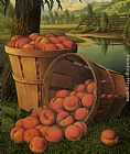 Levi Wells Prentice Bushels of Peaches Under a Tree painting